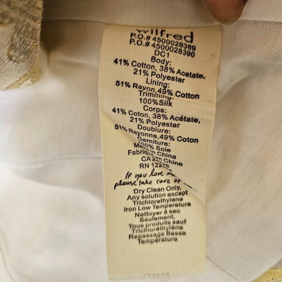 Aritzia Wilfred 'Festin' Brocade Jaquard Blazer Jacket Sz 2 Open Front Yellow - Picture 8 of 13